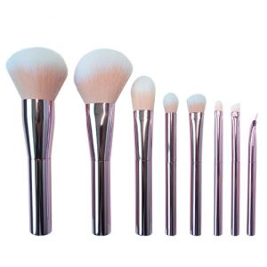 China Soft Hair Luxury Makeup Brush Set High Gloss Pink Aluminum Handle factory