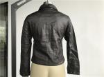 Levis Dark Brown Ladies' Pleather Biker Jacket With Plastic Zip Polo Collar