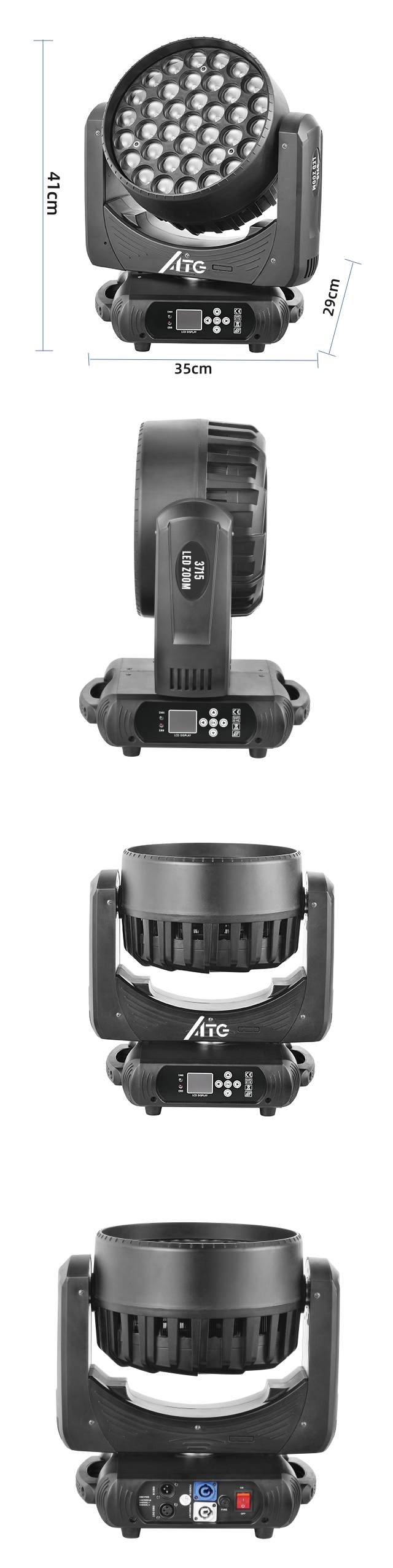 ATG 4in1 Big Bee Eye Moving Head 37pcs*15w Stage Lighting RGBW Dye Light LED Strobe