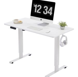 China Small Office Coffee Standing Table Electric Standup Desk with One Motor in White factory