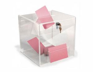 China 12.0&quot; x 12.0&quot; x 12.0&quot;Acrylic Ballot Box with Lock Clear Square Suggestion Box factory