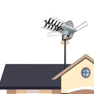 China Long Range Outdoor HDTV Digital TV Antenna with Remote Control and RG174/RG58 Cable factory