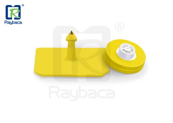 Yellow Color RFID Livestock Tags EID Swine / Pig Female Tags Square Shape OEM