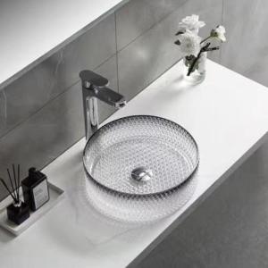 China Gradient Black Glass Wash Basin Diecasting Crystal Bathroom Vanity Sink factory