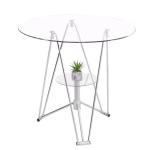 Coffee Meeting Room Library Glass Top Round Table With Tempered Glass And Metal