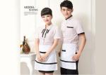 Casual Restaurant Staff Uniform , Short Sleeve Stripe Restaurant Work Shirts