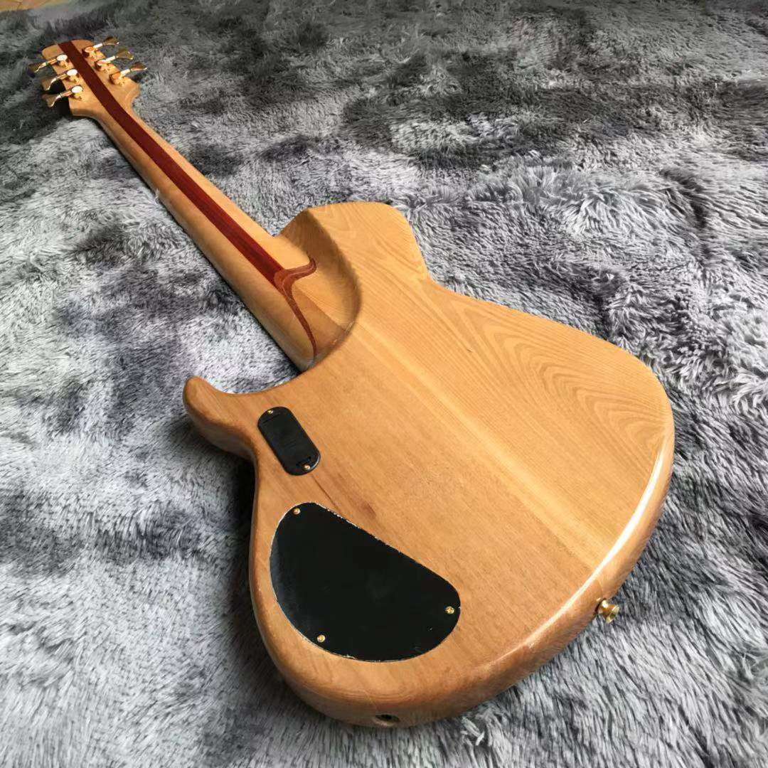 Custom Flamed Maple Top Neck Through Body 6 Strings 24 Frets Active Pickup Electric Bass Guitar