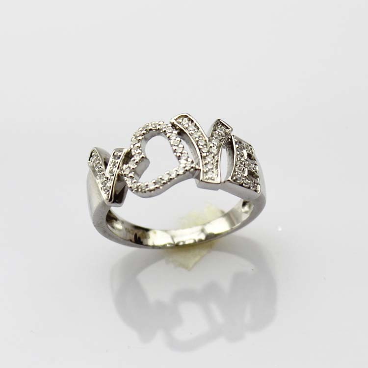 925 Silver Ring Pave Clear Rhinestone Love Ring(JR078)