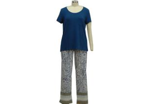 China Nice Printed Womens Striped Pyjamas , Casual Ladies Short Sleeve Pajama Sets factory