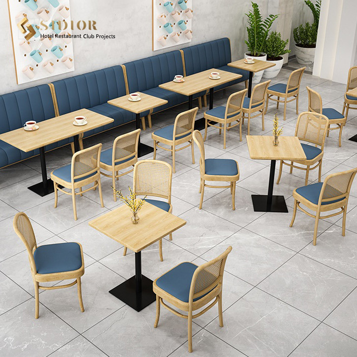 Modern Leather Restaurant Booths Solid Wood Mid Century Dining Sofa ODM