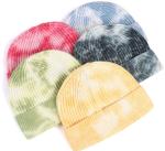 Women'S Tie Dye 100 Acrylic Beanies And Caps Cuffed Warm Winter Knit Watch Hat