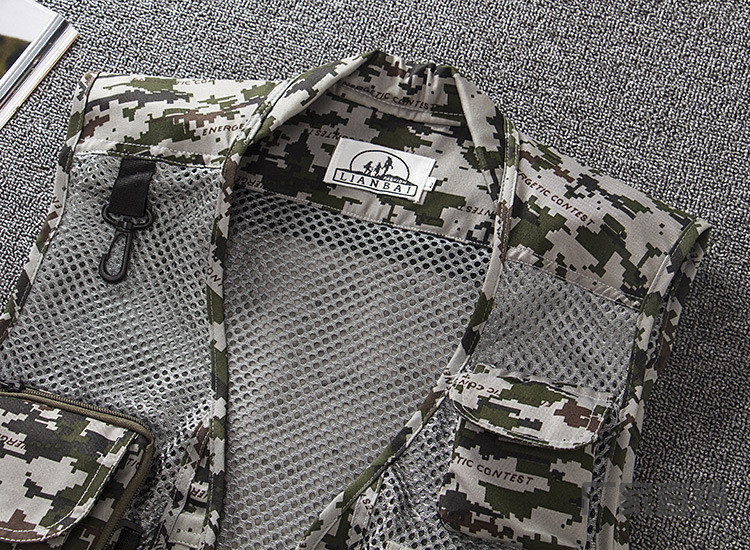 Casual Cardigan Waistcoats Travel Camouflage Mesh Utility Photography Tactics Men Vest Mesh with Multiple Pockets