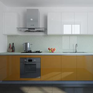 China Paticle Board&amp; Wall Mounted Wood Cupboard With Quartz Countertop Kitchen Cabinet factory