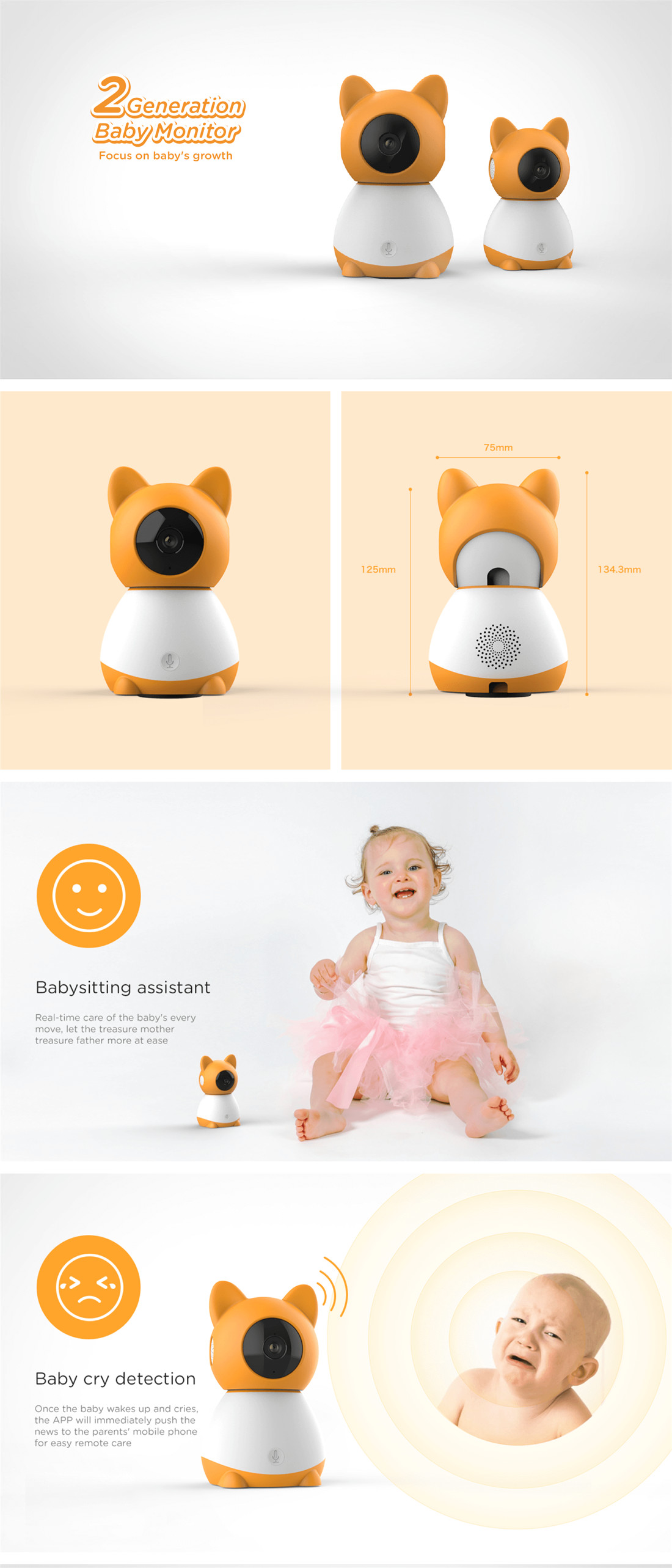 Smart Home Camera Baby Monitor 1080P(Speed 9S)