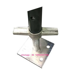 China Scaffolding adjustable screw jack bases φ 34/35/38mm thickness：4/6mm base plate：150*150*8mm on sale