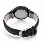 Fashionable Quartz Mens Black Leather Watch 3 ATM Waterproof Black Plated