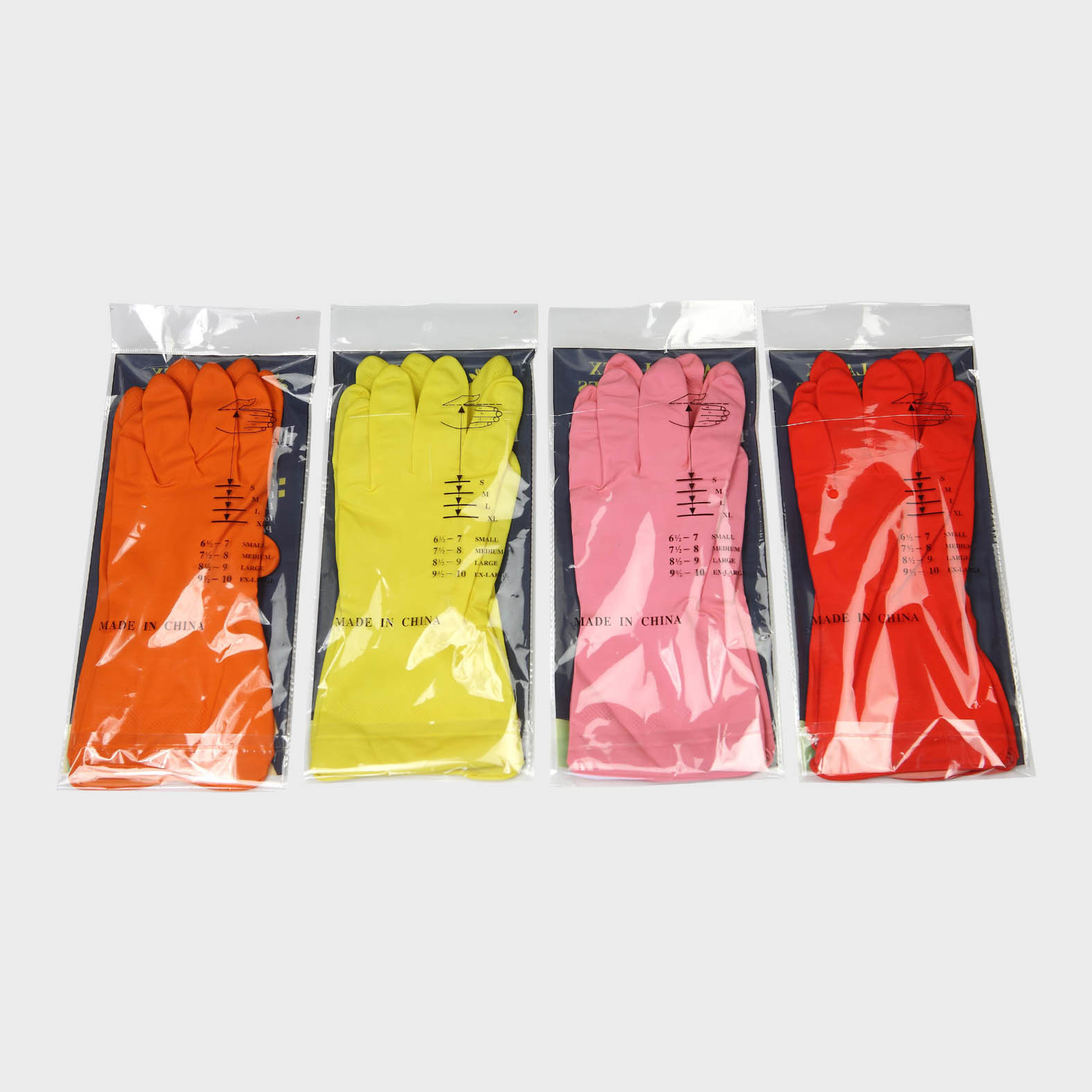 Yellow Color Dip Flocklined Natural Latex Gloves For Table Cleaning