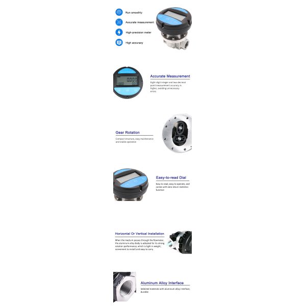 High measurement accuracy wide flow range good repeatability DN10～DN200 0.03～340m3/h Oval gear flowmeters