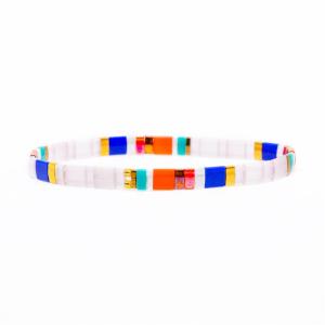 China Two Strands Elastic Tila Bead Bracelet Geometric For Anniversary factory