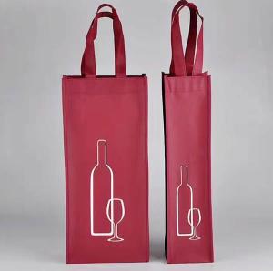 China Custom Non Woven single wine bottte bags,Non woven wine bags, wine bottle carrier bags,logo printed wine bags factory