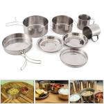 8PCS Camping Outdoor Cookware Set Stainless Steel Camp Accessories