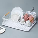 Metal Kitchen Bowl Drying Dish Rack With Detachable Plastic Drip Tray Customized