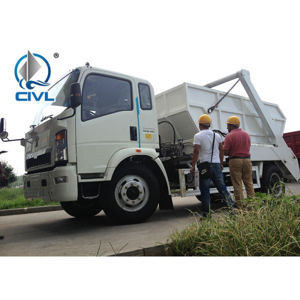 4 x 2 SINOTRUK HOWO Swing Arm Garbage Truck 6CBM/8CBM10CBM /12CBM With Fashion Design