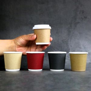 Wholesale Eco-friendly Disposable Custom Printed Coffee Cups Biodegradable Kraft