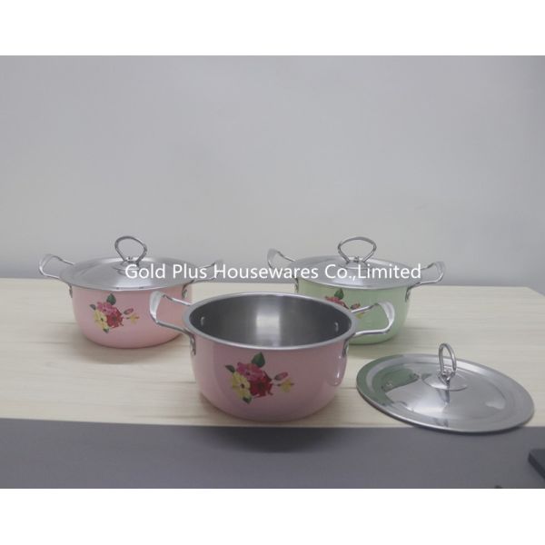 China 20cm 0.085CBM Stainless Steel Cooking Pot With Two Handle factory