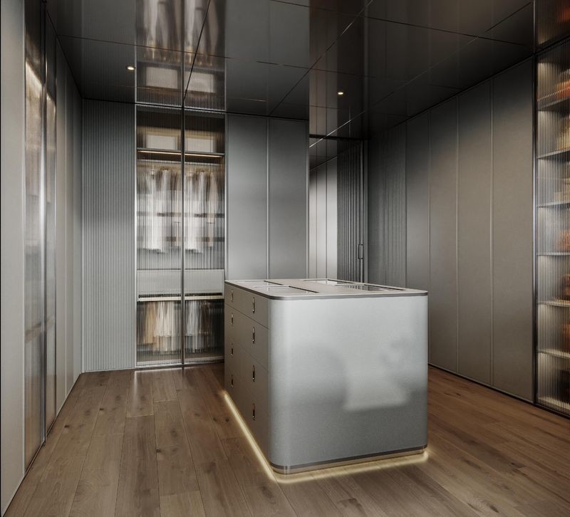 Fadior Blue Grey Luxury Stainless Steel Walk-In Closet With Modern Design And Superior Durability