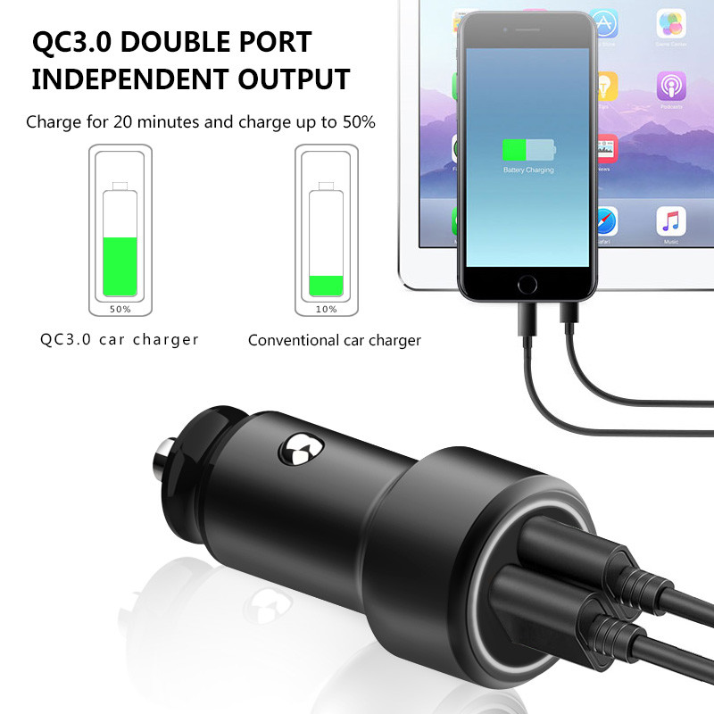 FQC18-1 Dual QC3.0 USB CAR CHARGER Universal Compatible USB CAR CHARGER for all electronics cheap price