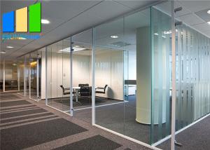 China 12MM Office Tempered Glass Partition Clear Glass Aluminum Frame Partition Wall factory