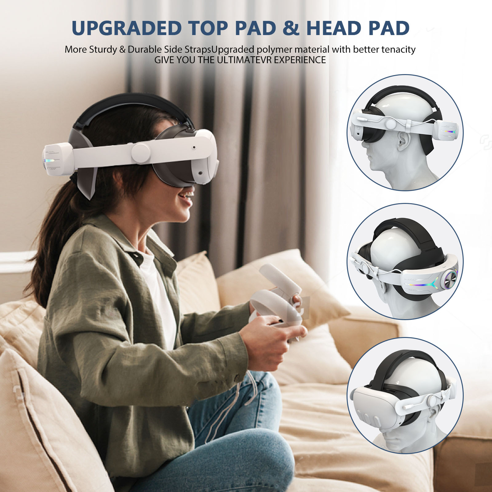 New for Meta Quest 3 With RGB Headset and VR Headset With 8000mAh for Meta Quest 3 VR Accessories