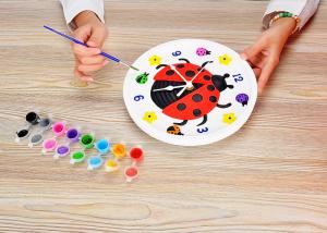 China Children's Arts And Crafts Toys DIY Assemble Plaster Clock Lovely Ladybug Design factory