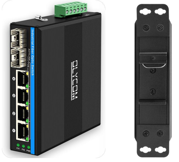 Olycom 4-Port PoE Switch Fast Ethernet SFP Fiber Industrial Level 120W Budget Outdoor Use