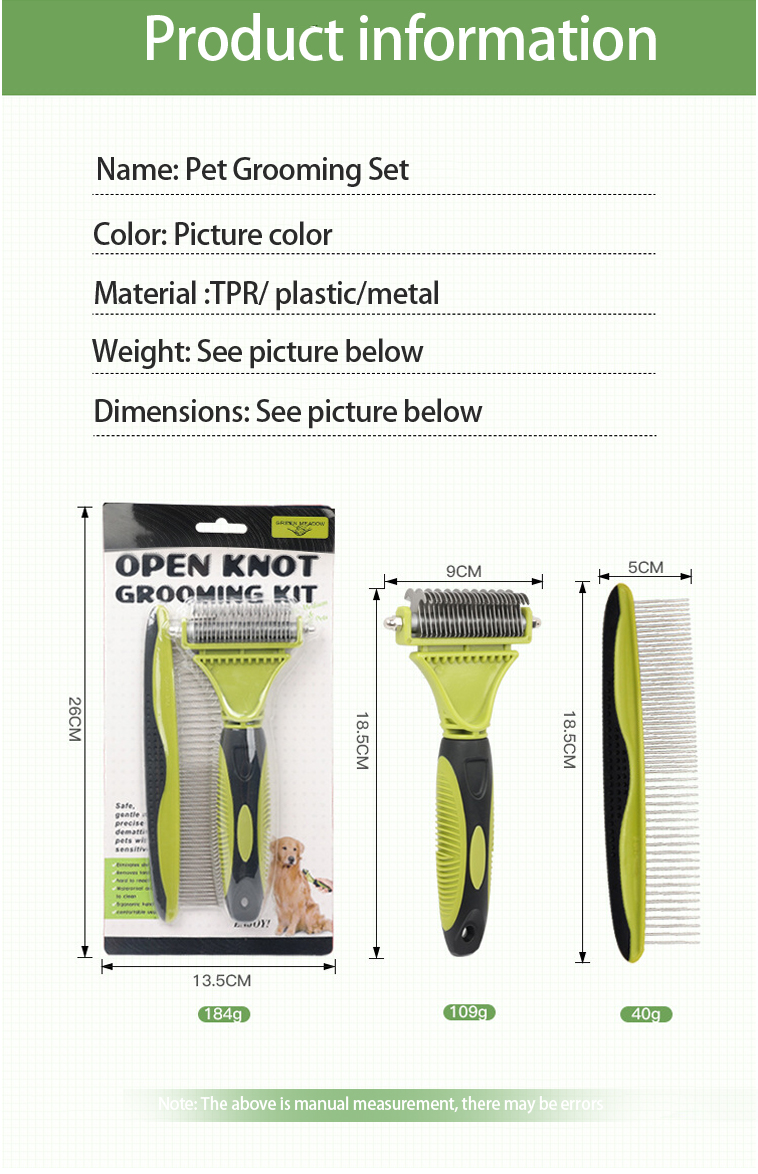 Pet Grooming Comb Set Custom Logo 2 In 1 Cat Hair Comb DogPower Source