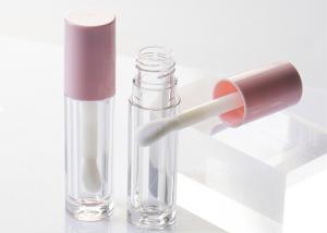 China Transparent Frost Cosmetic Tube 4.5 ml Round Private Label Lip Gloss Tube With Large Brush factory