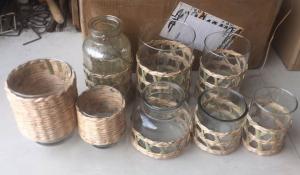 China Best selling Seagrass bottle carrier Wicker detox bottle holder Seagrass glass cup holders factory