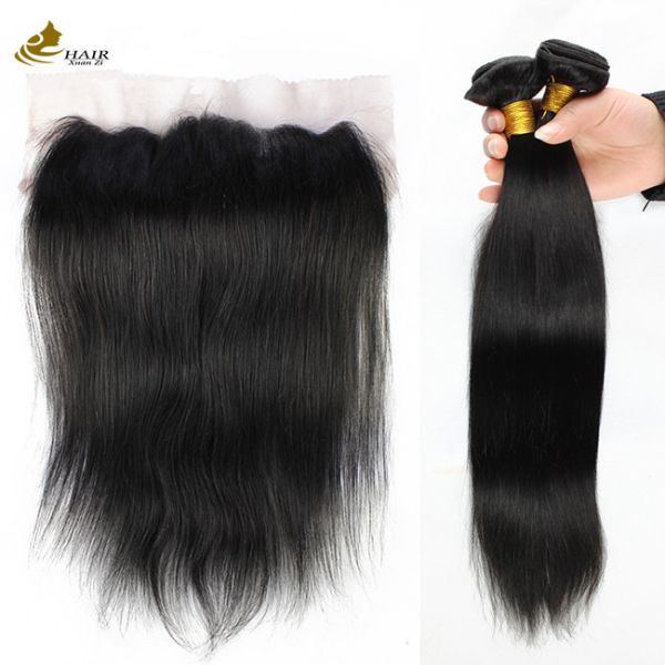 China Straight Remy Brazilian Human Hair Bundle with Lace Frontal Closure factory