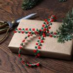 10mm*10m Merry Christmas Velvet Ear Edge For Gift Packing And Festival
