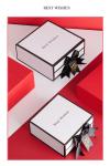 Rigid White Magnetic Cardboard Gift Boxes With Black Rim And Ribbon Bow