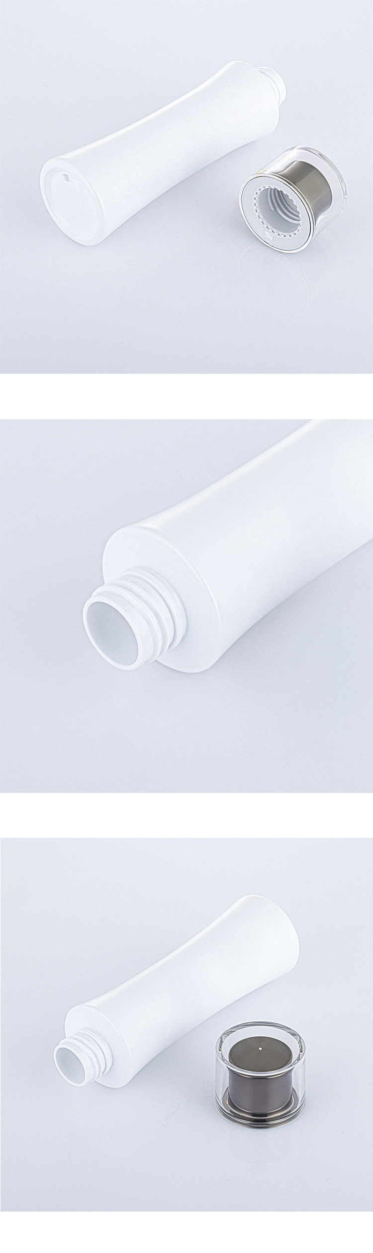 White Plastic Cosmetic Shampoo Lotion Bottle With Screw Cap