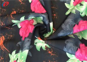 China Customized Flower Printing 87 Polyester 13 Spandex Fabric , Swimwear Fabric factory