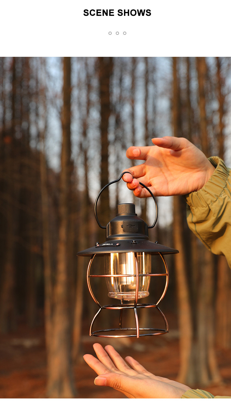 Retro Atmosphere Rechargeable Tent Horse Lamp 4500mAh Outdoor Portable