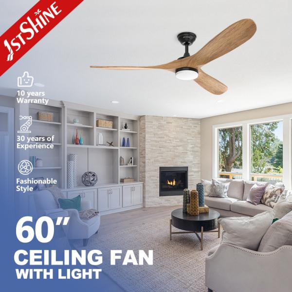 1stshine 60 Inches DC Pure Copper Motor Wood Ceiling Fan Light for Bedroom