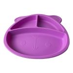 Baby Feeding Plate Set Silicone Customized Sizes Purple Bear Shape Eco Friendly