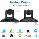 Remote Control 4K PTZ Video Conference Camera 5X Zoom 116 Degree Wide Angle