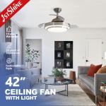 42 inch 2022 Unique Design Modern Decorative Hidden Blade LED Ceiling Fan Light