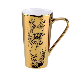 China 480CC Leopard Decal Gold Coffee Mug Electroplating on sale