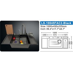 Embossed SS Utility Sink Nano Black Anti Scratch Gunmetal Kitchen Sink